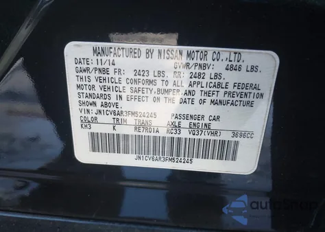 2015 Infiniti Q40 z USA, uszkodzony, nr VIN JN1CV6AR3FM524245